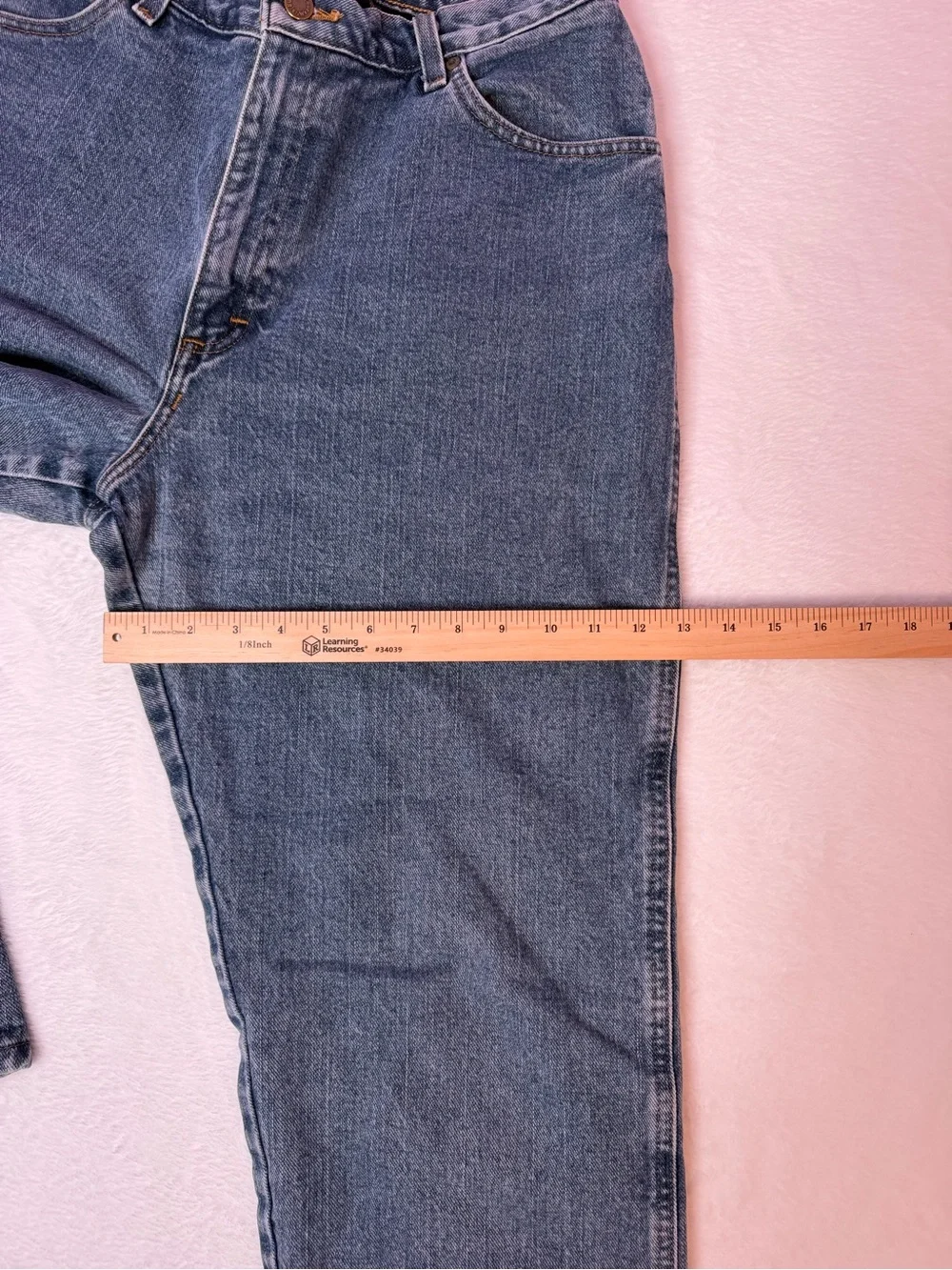 Wrangler Light Blue Denim Jeans with‎ Navy Plaid Cuff